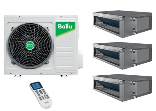Мульти сплит система Ballu канального типа на 3 комнаты (20+35+35 кв.м) BDI-FM FREE MATCH